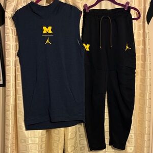 Jordan Maize And Blue Michigan Pants And Sleeveless Hoodie Set